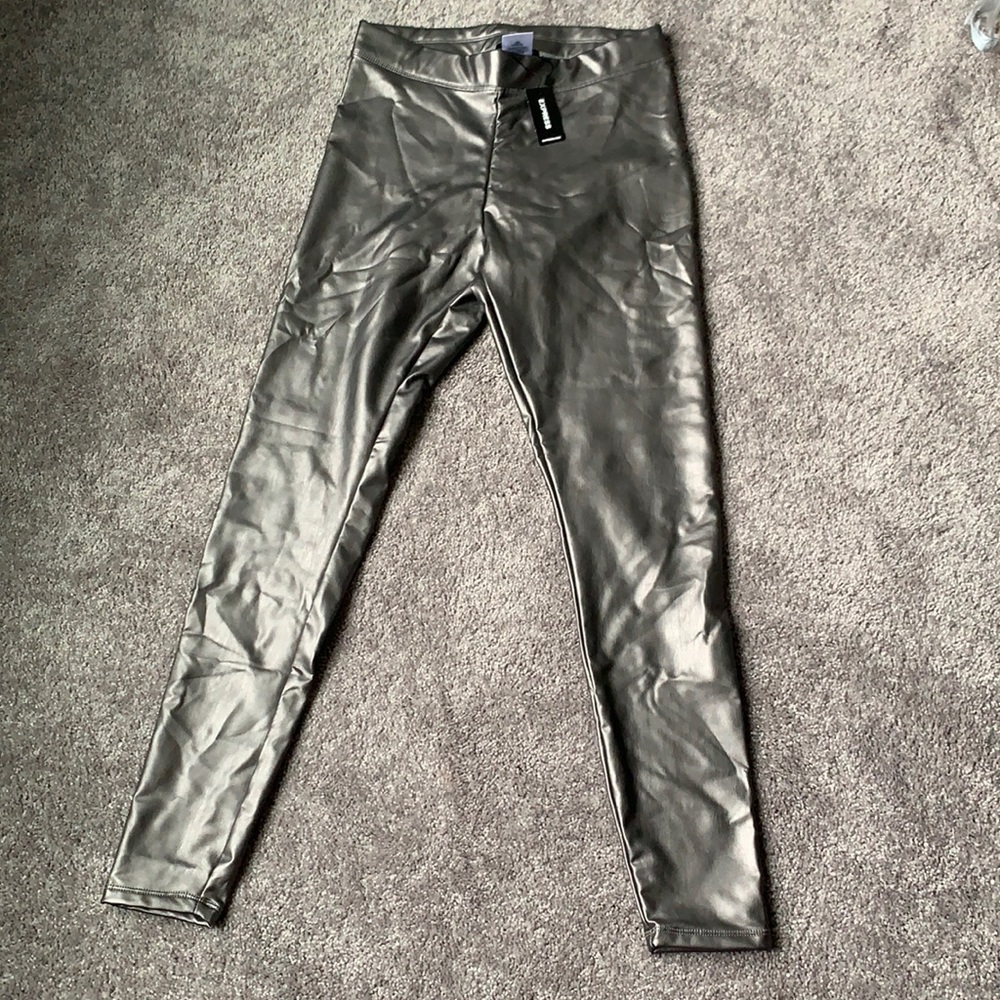 Express Metallic Faux Leather Leggings